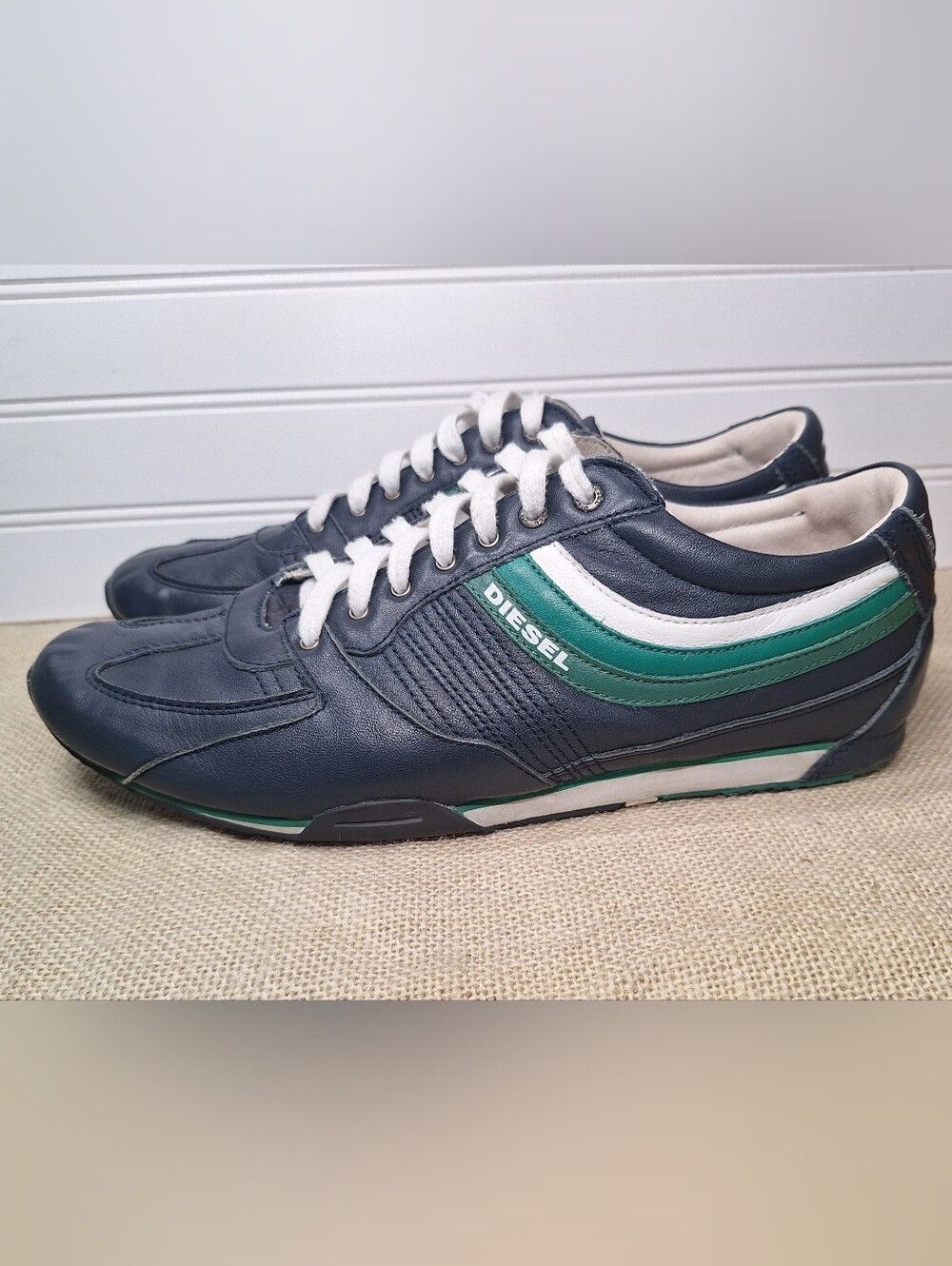 Men' Diesel Parandy Leather Y2k Style Sneakers, Low Tops. Size 12